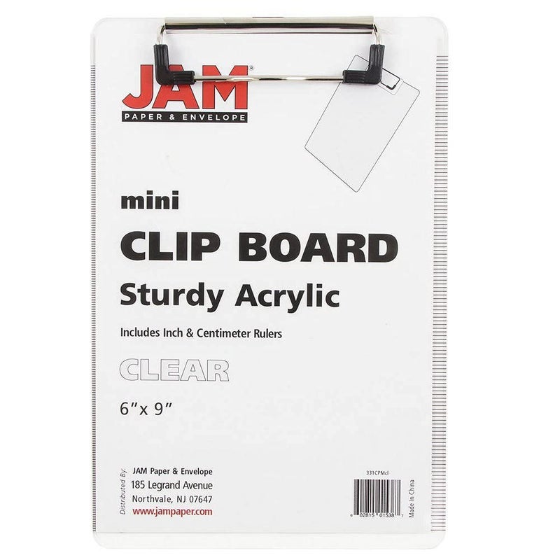 JAM PAPER Small Plastic Memo Clipboards with Low Profile Metal Clip - Mini (6 x 9) - Clear - Clip Board Sold Individually - Image 3
